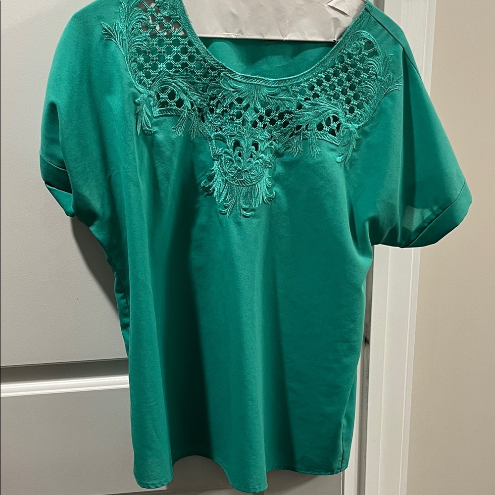 Verty Turquoise Embroidered Blouse
